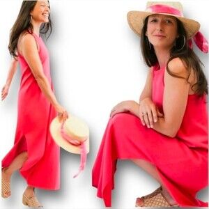 Due Per Due Sleeveless Linen Long Maxi Dress, Size 14